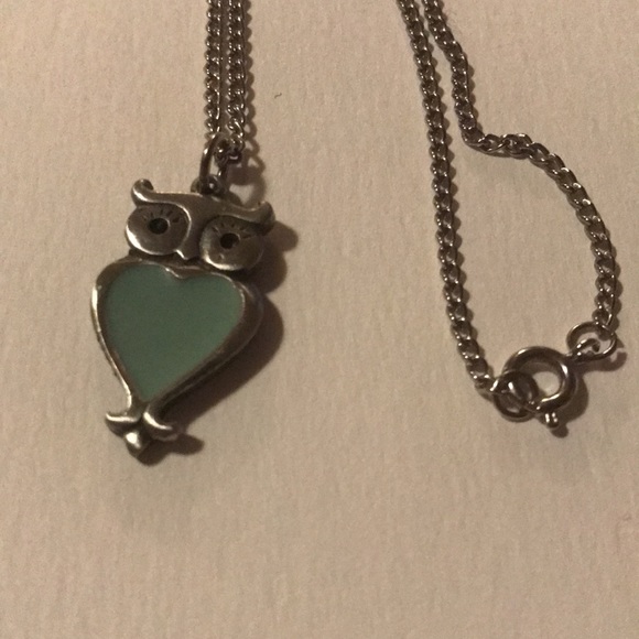 Jewelry - Blue Heart Owl Necklace - costume jewelry